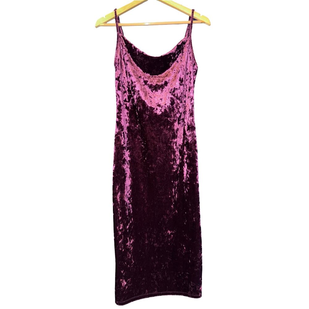 Y2K Heart & Hips Velvet Midi Dress Women's Medium Vamp Sexy Romantic Slit Witchy